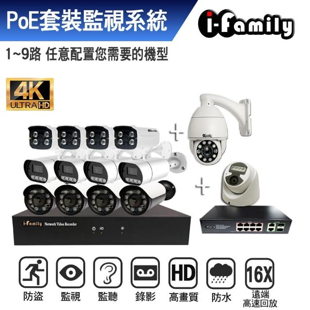 【I-Family】IF-808 兩年保固 九路式 POE監視/監控系統-自選購交換器+鏡頭