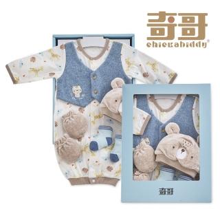 【奇哥官方旗艦】Chic a Bon 熊熊妙妙裝/連身衣4件組禮盒 3-6個月(連身衣+帽子+手套+襪子)