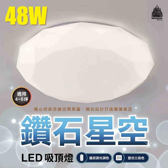 【必登堡】LED鑽石星空吸頂燈48W 附遙控器 C00043(吸頂燈/LED/現代/簡約/調光調色/三色調光)