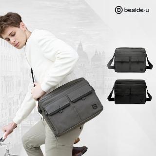 【BESIDE-U】L號 防盜機能多隔層斜肩包 輕量公事包 斜背電腦包(RFID防盜錄、高強度防潑水)