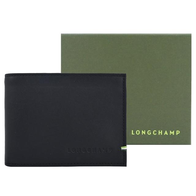 【LONGCHAMP】SUR SEINE系列牛皮雙折零錢袋多卡短夾(黑)
