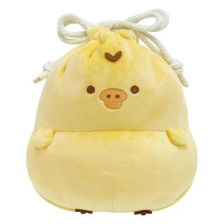 【San-X】拉拉熊 懶懶熊 Ponpoko系列 圓滾滾絨毛束口袋 軟軟的肚子 小黃雞(Rilakkuma)