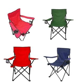 【May Shop】4入組 有置杯網座休閒露營便攜型摺疊露營椅