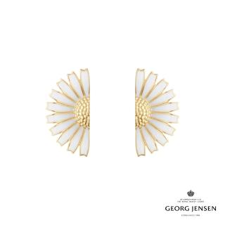 【Georg Jensen 喬治傑生】DAISY 耳環(18K黃金電鍍純銀 白瓷琺瑯 耳環)
