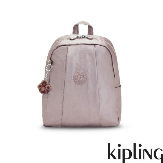 【KIPLING官方旗艦館】淡雅金屬榛果色側袋矩形後背包-HAYDEE
