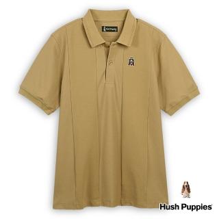 【Hush Puppies】男裝 POLO衫 拼接花襯衫漁夫帽狗短袖POLO衫(深卡其 / 43101106)