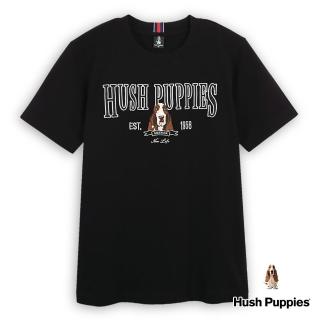 【Hush Puppies】男裝 上衣 經典品牌立體刺繡狗短袖上衣(黑色 / 43110110)
