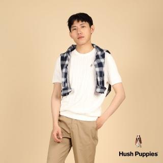 【Hush Puppies】男裝 線衫 麻花編織螺紋針織短袖線衫(米白 / 43113101)