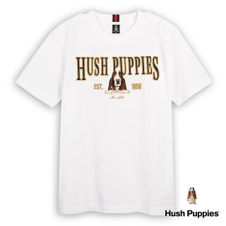 【Hush Puppies】男裝 上衣 經典品牌立體刺繡狗短袖上衣(白色 / 43110110)