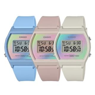 【CASIO 卡西歐】LW-205H 漸變炫彩 簡約柔和 計時 LED光 樹脂 電子錶 手錶 35mm(自動日曆 功能鬧鈴)