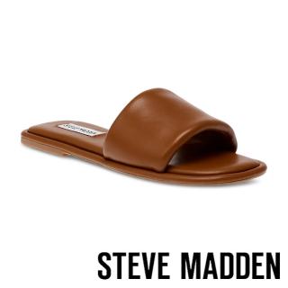 【STEVE MADDEN】CYMONE 素面簡約寬帶拖鞋(棕色)