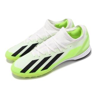 【adidas 愛迪達】足球鞋 X Crazyfast.3 TF 男鞋 白 綠 針織 緩衝 抓地 人造草皮 運動鞋 愛迪達(ID9337)