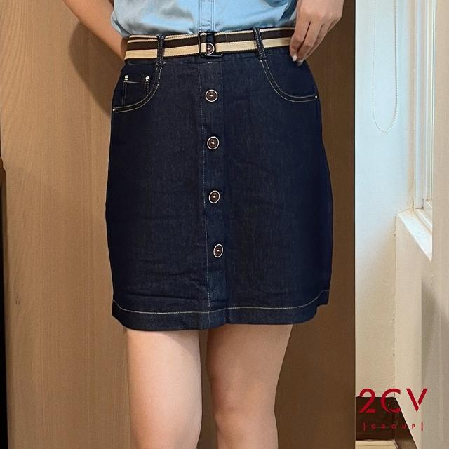 【2CV】現貨 雙口袋軟料牛仔短裙vk001(附皮帶)