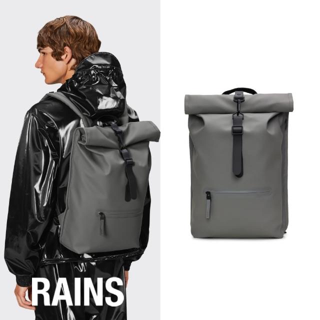 【RAINS官方直營】Rolltop Rucksack W3 經典防水捲蓋後背包(Grey 極致灰)