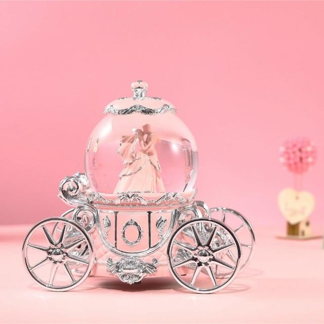 【JARLL 讚爾藝術】銀粉愛情圓舞曲 水晶球音樂盒(燈光效果 結婚禮物 婚禮小物)