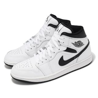 【NIKE 耐吉】休閒鞋 Air Jordan 1 Mid 男鞋 白 黑 反轉熊貓 皮革 中筒 AJ1 一代(DQ8426-132)