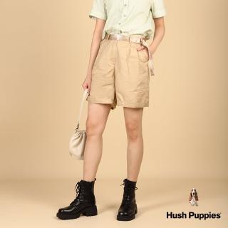 【Hush Puppies】女裝 短褲 素色打折休閒五分短褲 附腰帶(卡其 / 43222102)