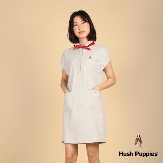 【Hush Puppies】女裝 洋裝 素色半開襟寬袖POLO領針織洋裝(麻灰 / 43215106)
