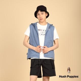 【Hush Puppies】男裝 背心 運動風防潑水連帽背心(灰藍 / 43117104)