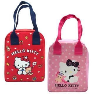 【SANRIO 三麗鷗】Hello Kitty手提直式便當袋2件組(紅粉各1)