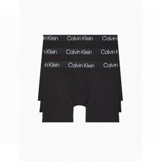【Calvin Klein 凱文克萊】CK 經典文字貼身四角男內褲3件組 年節 禮盒-黑色(平輸品/舒適必備)