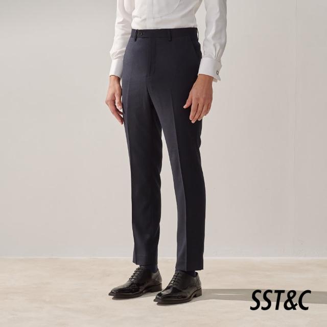 【SST&C 新品９折】藏青紋理裁縫版西裝褲0212308010