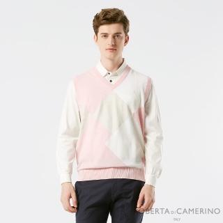 【ROBERTA 諾貝達】男裝 粉色純羊毛背心-輕盈優雅(義大利素材 台灣製)