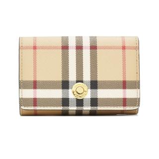 【BURBERRY 巴寶莉】經典PVC 格紋三折式零錢短夾(80841711)