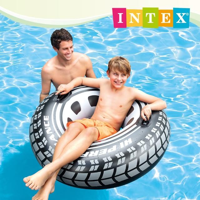 【INTEX】酷輪胎帶扶手游泳圈114cm 適用9歲+(56268)