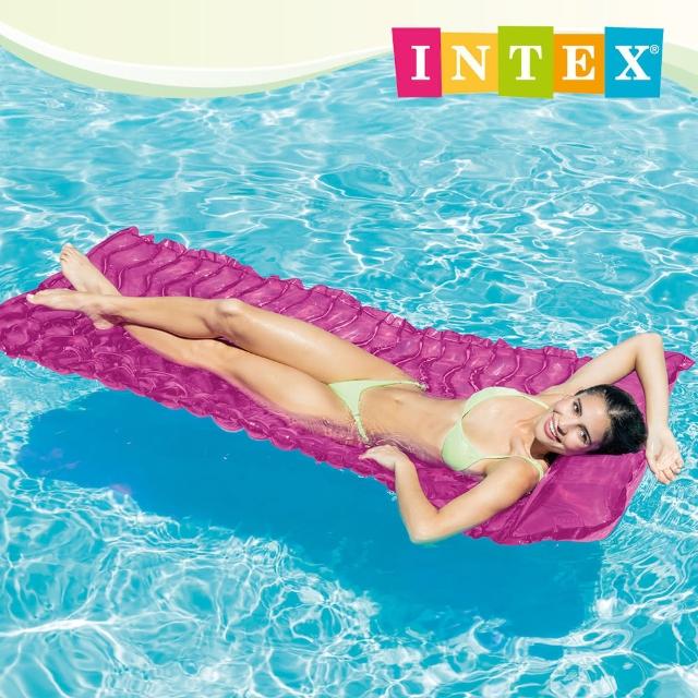 【INTEX】充氣波浪墊/浮排/沙灘睡墊附頭枕設計229x86cm 適用12歲+ 3色可選(58807)