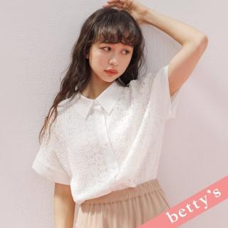 【betty’s 貝蒂思】優雅蕾絲花落肩雪紡襯衫(白色)