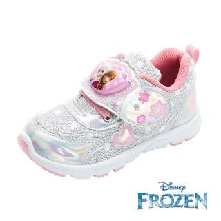 【Disney 迪士尼】冰雪奇緣 童鞋 電燈運動鞋/絆帶設計 方便 穿脫 台灣製 銀粉(FOKX41619)
