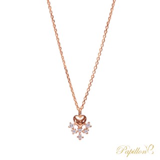 【法蝶珠寶】心型不規則14K玫瑰金鑽石項鍊(鍊長16英吋)