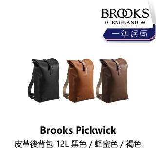 【BROOKS】Pickwick 皮革後背包 12L 黑色/蜂蜜色/褐色(B2BK-32X-XXPWLN)