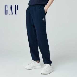 【GAP】男裝 Logo純棉印花束口鬆緊棉褲 厚磅密織水洗棉系列-海軍藍(432453)