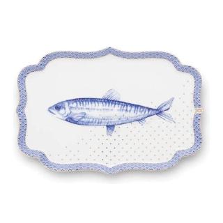 【PIP STUDIO】Royal White 長方形餐盤26x18cm-魚