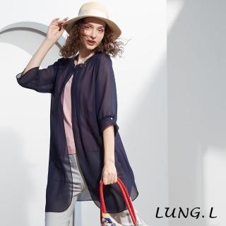 【LUNG.L 林佳樺】LN97C藍色雪紡七分袖女裝罩衫(春夏新品)