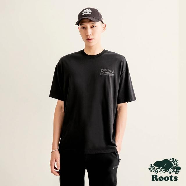 【Roots】Roots 男裝- CASTLEFIELD寬版短袖T恤(黑色)