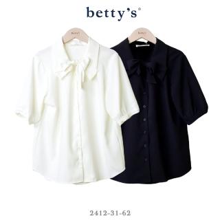 【betty’s 貝蒂思】領口蝴蝶結雪紡短袖襯衫(共二色)