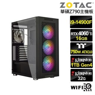 【NVIDIA】i9廿四核心GeForce RTX 4060TI{尊爵泰坦}電競電腦(i9-14900F/華碩Z790/32G/1TB/WIFI)