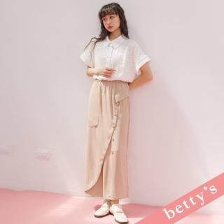 【betty’s 貝蒂思】腰鬆緊斜片排釦雪紡褲裙(卡其色)