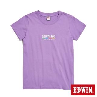 【EDWIN】女裝 復古光譜印花短袖T恤(灰紫色)