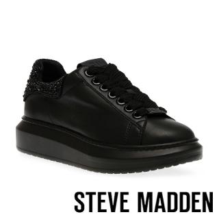 【STEVE MADDEN】GAZE-R 後跟鑽面平板休閒鞋(黑色)