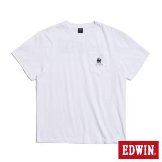 【EDWIN】男裝 口袋炎上印花寬版短袖T恤(白色)