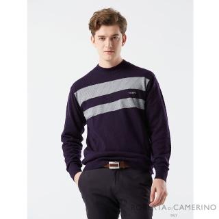 【ROBERTA 諾貝達】秋冬男裝 黑紫色羊毛衣-流行色搭配(義大利素材 台灣製)