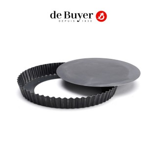 【de Buyer 畢耶】『輕礦藍鐵烘焙系列』圓形波浪邊塔模24cm(底部脫模設計)
