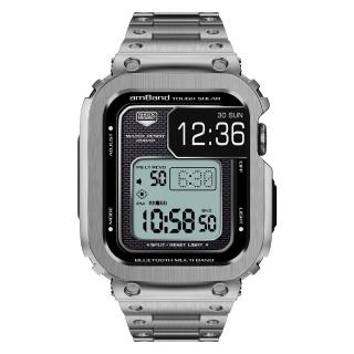 【Amband】Apple Watch 專用保護殼 銀色軍規級全不鏽鋼殼帶(45mm - Apple Watch 8 / 7)