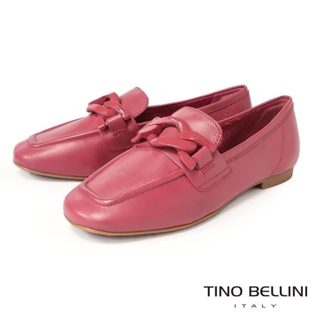 【TINO BELLINI 貝里尼】巴西進口菱形飾扣方頭樂福鞋FYLT037(玫瑰粉)