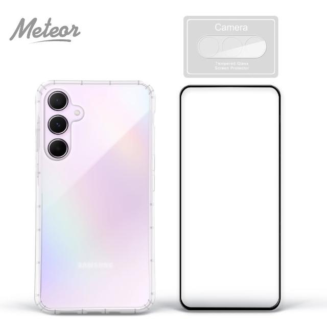 【Meteor】Samsung Galaxy A35 5G 手機保護超值3件組(透明空壓殼+鋼化膜+鏡頭貼)