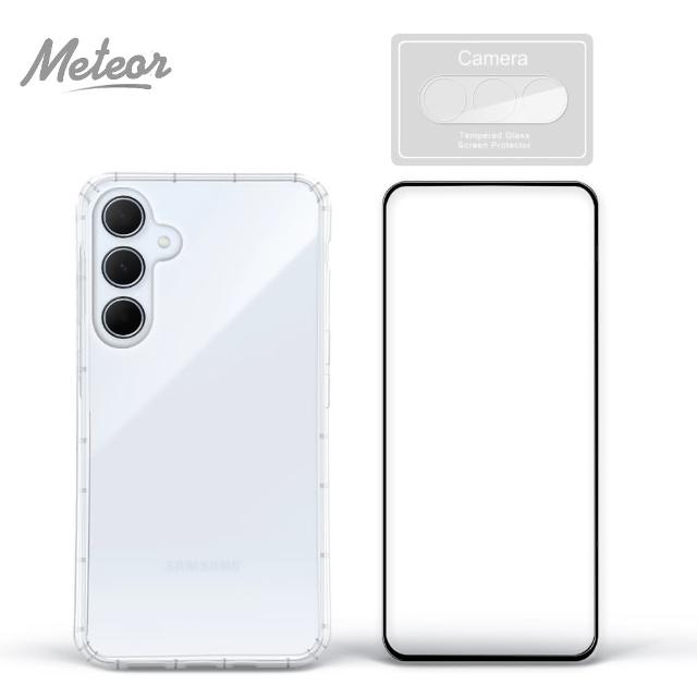 【Meteor】Samsung Galaxy A55 5G 手機保護超值3件組(透明空壓殼+鋼化膜+鏡頭貼)
